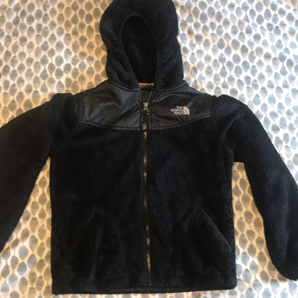 North Face black fleece girls jacket 10/12